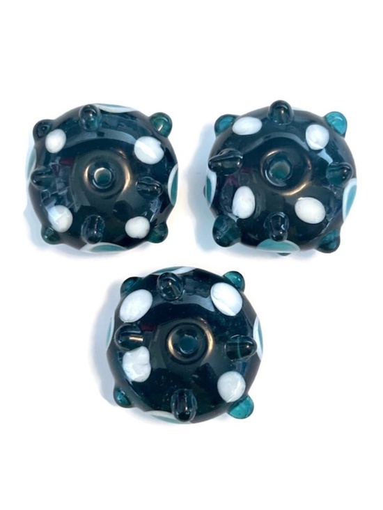 Silver Dawn Jewels Other - As Low As $2 Transparent Teal Handmade Lampwork Artisan Rondelle Beads 3pcs